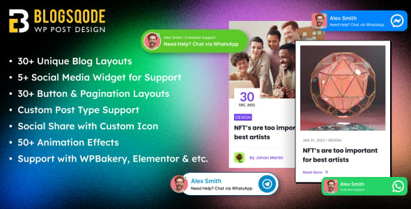 Blog Layouts & Social Media Chat Widget for Elementor WordPress Plugin - Blogsqode Addon