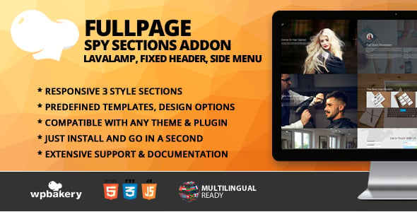 Fullscreen Spy Sections With Menu Addon for WPBakery Page Builder