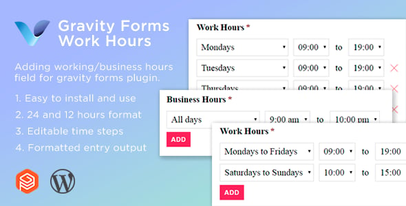 Gravity Forms Work Hours Field