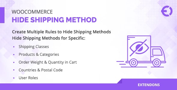 Hide Shipping Methods for WooCommerce