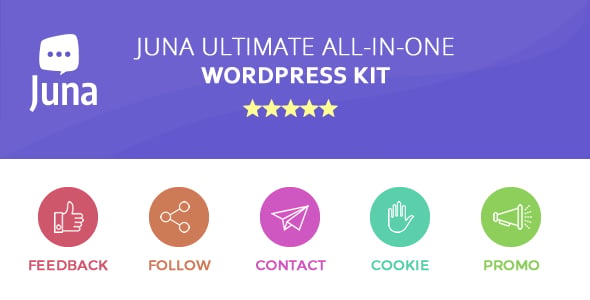 Juna Ultimate All-in-One, Feedback, Follow, Contact Form, Cookie, Promo Banner Wordpress Kit