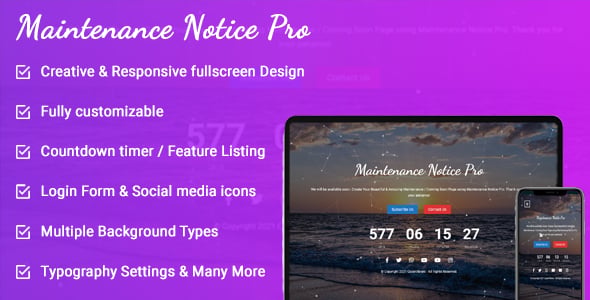 Maintenance Notice Pro - Coming Soon & Under Construction Mode