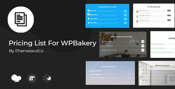 Pricing List For WPBakery Page Builder