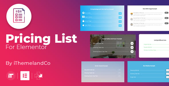 Pricing List Image For Elementor