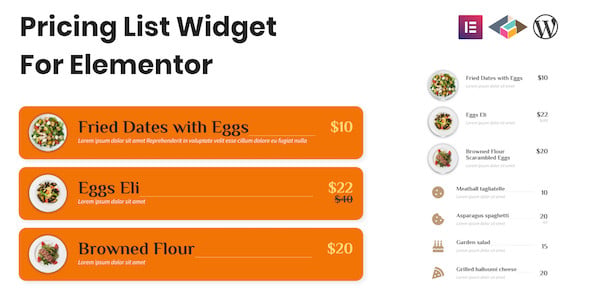 Pricing List Widget For Elementor