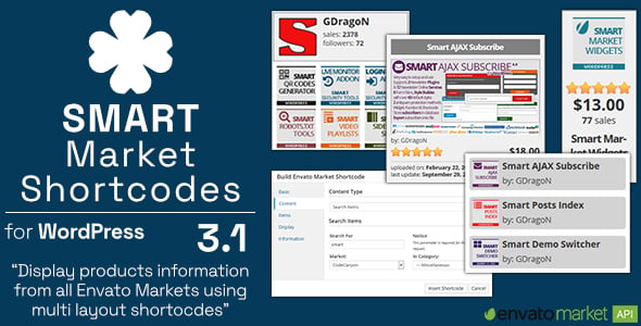 Smart Market Shortcodes - Plugin for WordPress and Envato Market