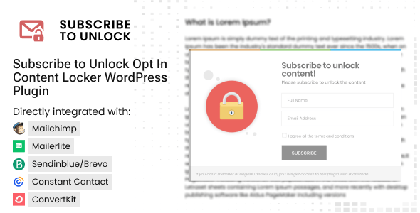 Subscribe to Unlock Opt In Content Locker WordPress Plugin