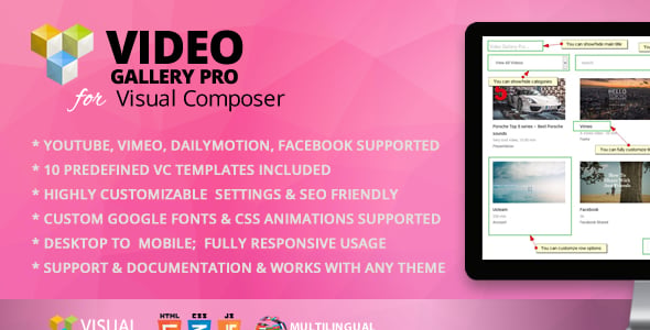 Video Gallery Pro Addon for WPBakery Page Builder (formerly Visual Composer)