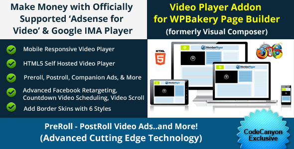 WP Bakery Addon - Adsense for Video / Google IMA HTML Video Player