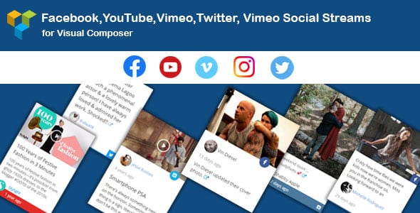WPBakery Page Builder - Facebook,Twitter,Instagram Social Streams Grid With Carousel