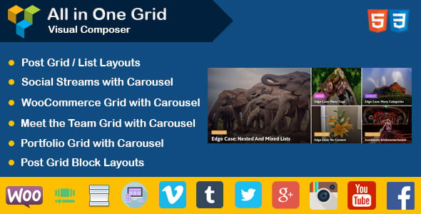 WPBakery Page Builder : Post | Portfolio | Social Stream | WooCommerce | Team Grid Layouts