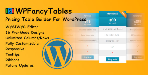 WPFancyTables - Pricing Table Builder For WordPress